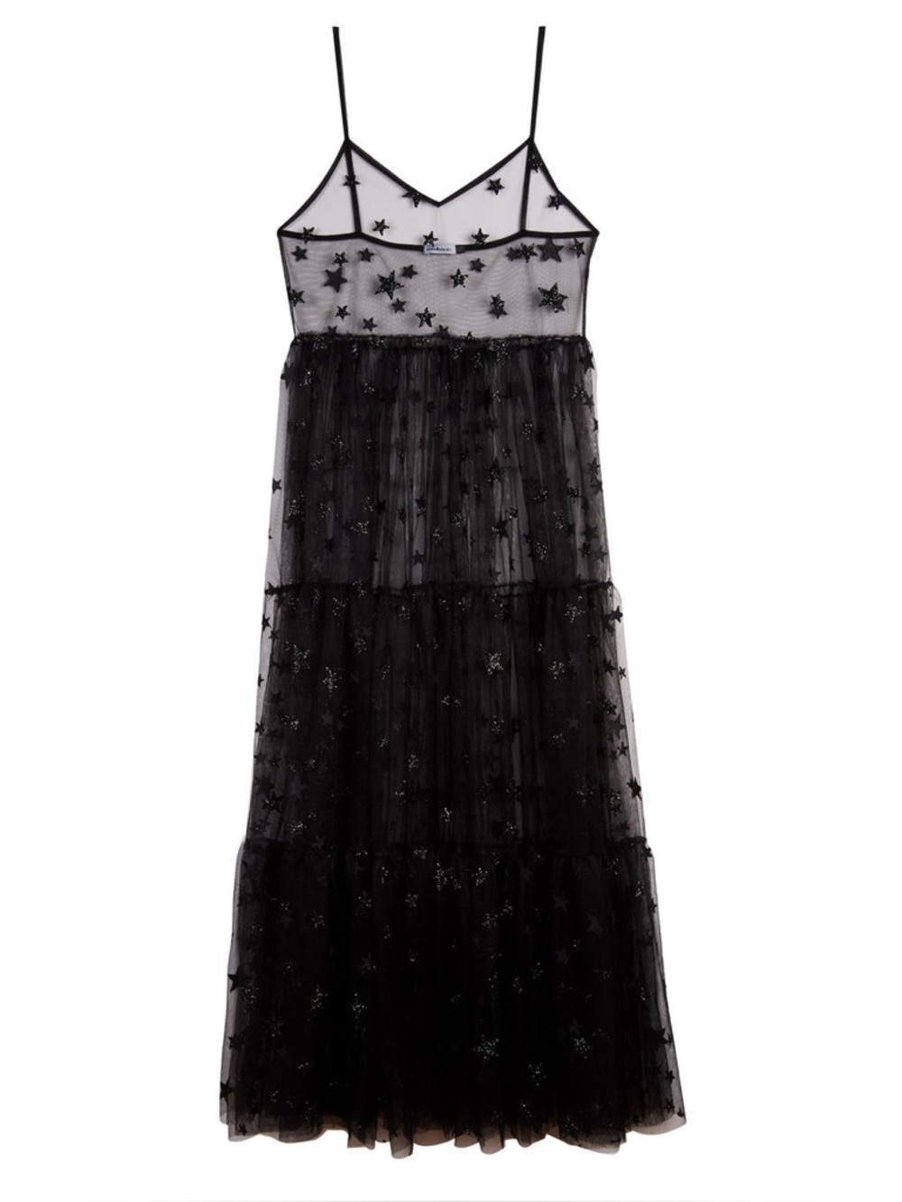 Lirika Matoshi Black Stars In Her Eyes Sheer Maxi Dress